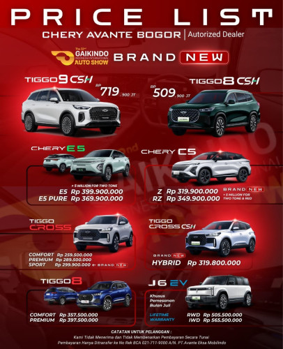 Pricelist Harga Chery bsdcity 2025
